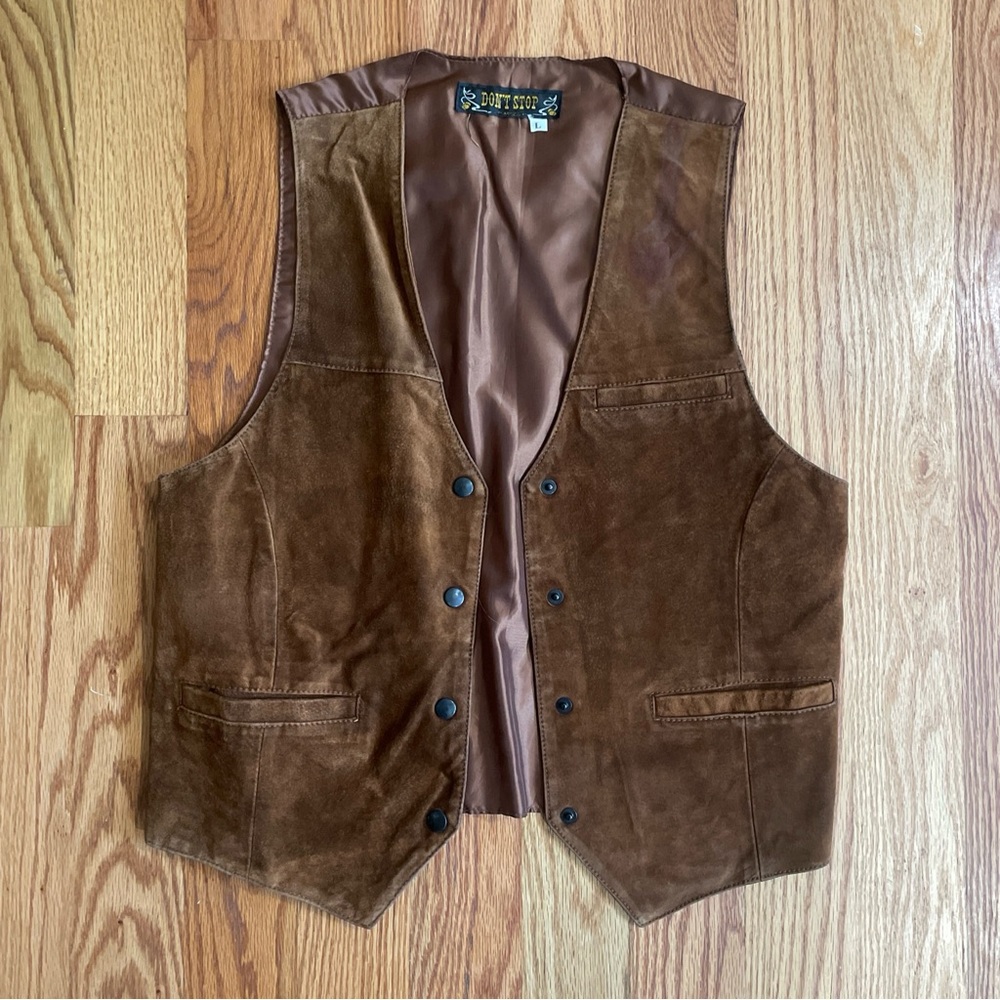 Vintage 1980 Don’t Stop Leather Biker / Cowboy Vest sz L